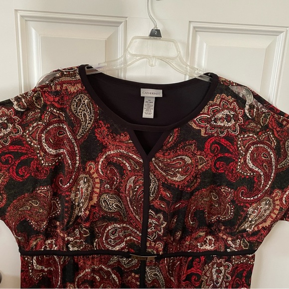 Catherine’s Plus 3X Black and Rust Short Sleeved Long Dress, EUC - Picture 1 of 6